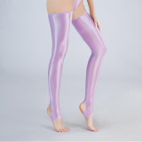 Sexy Women OIl GLossy Shiny High Stocking Satin Smooth Vintage Tight Shaping Stockings Overknee Dance Wear Candy Color XX90153