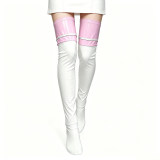 Women Black White Bright Leather Over Knee Stockings Sexy Anime Queen Lolita Girl Cosplay Thigh Latex Socks Party Clubwear XX6814