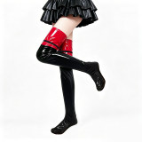 Women Black White Bright Leather Over Knee Stockings Sexy Anime Queen Lolita Girl Cosplay Thigh Latex Socks Party Clubwear XX6814