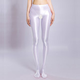 Sexy Women Crotchless Pencil Pants Elastic Glossy Shiny Slim Leg Yoga Shape Legging Tights Summer OOTD Fashion Party Dance XX72100