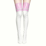 Women Black White Bright Leather Over Knee Stockings Sexy Anime Queen Lolita Girl Cosplay Thigh Latex Socks Party Clubwear XX6814