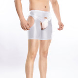 Mens Sexy See-through Crotchless Boxer Shorts Sissy Panties Lingerie Stretchy Open Crotch Underwear Underpants Club Nightwear XX70653