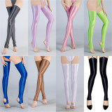 Sexy Women OIl GLossy Shiny High Stocking Satin Smooth Vintage Tight Shaping Stockings Overknee Dance Wear Candy Color XX90153