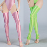 Sexy Women OIl GLossy Shiny High Stocking Satin Smooth Vintage Tight Shaping Stockings Overknee Dance Wear Candy Color XX90153