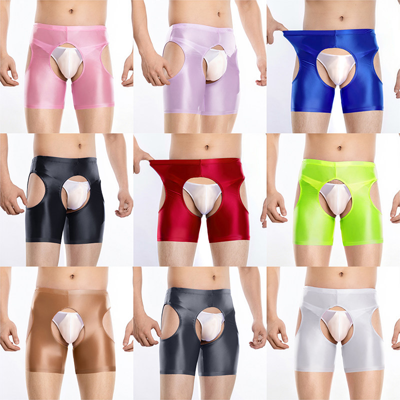 Mens Sexy See-through Crotchless Boxer Shorts Sissy Panties Lingerie Stretchy Open Crotch Underwear Underpants Club Nightwear XX70653