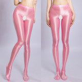 Sexy Women Crotchless Pencil Pants Elastic Glossy Shiny Slim Leg Yoga Shape Legging Tights Summer OOTD Fashion Party Dance XX72100