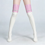 Women Black White Bright Leather Over Knee Stockings Sexy Anime Queen Lolita Girl Cosplay Thigh Latex Socks Party Clubwear XX6814