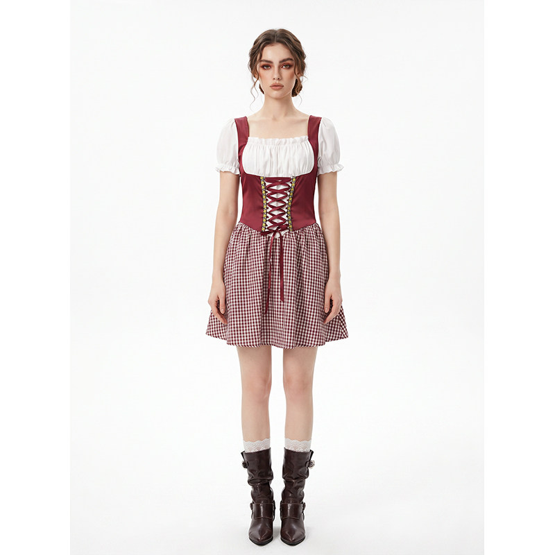 German Bavarian Traditional Dirndl Dress Munich Oktoberfest Festival Carnival Beer Girl Costume Halloween YM8831