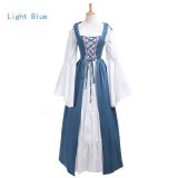 Medieval Vintage Party Dress Cosplay Costumes Women Palace Noble Long Robes Retro Flare Long Sleeve Bandage Princess Dresses HW9999