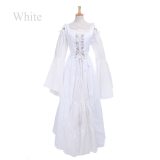 Medieval Vintage Party Dress Cosplay Costumes Women Palace Noble Long Robes Retro Flare Long Sleeve Bandage Princess Dresses HW9999