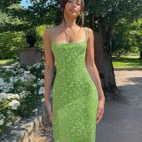 Ditsy Floral Spaghetti Strap Midi Dress Cowl Neck Bodycon Summer Holiday Dress DMS2287