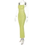 Ditsy Floral Spaghetti Strap Midi Dress Cowl Neck Bodycon Summer Holiday Dress DMS2287