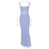 Ditsy Floral Spaghetti Strap Midi Dress Cowl Neck Bodycon Summer Holiday Dress DMS2287