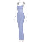 Ditsy Floral Spaghetti Strap Midi Dress Cowl Neck Bodycon Summer Holiday Dress DMS2287