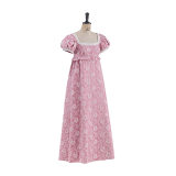 Women Pink Floral Maxi Dress Square Neck Puff Short Sleeve Pearl Trim High Waist A Line Long Dress Elegant Vacation Casual Sundress PA1792