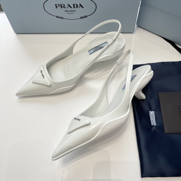 Prada Soft Padded Leather Slingback Pumps Size 35-41 4-Color
