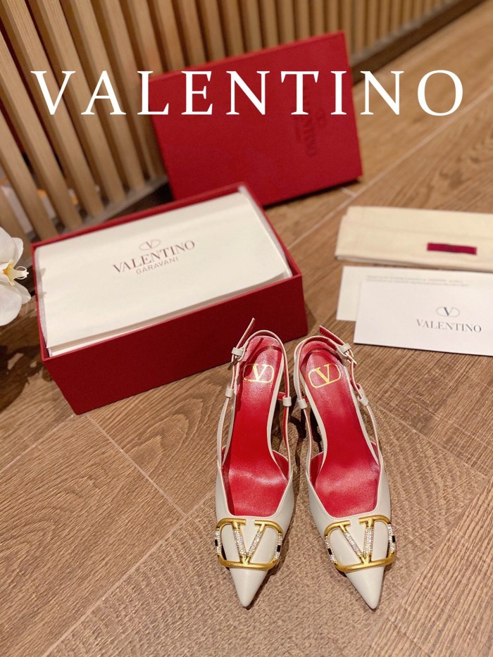 Valentino Vlogo Signature Satin Slingback Pumps Size 35-41 4-Color