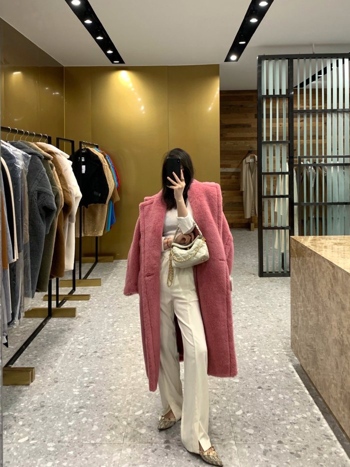 Max Mara Teddy Long Coat Pink Size XS-M