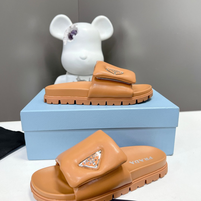 Prada Soft Padded Leather Slippers Size 35-41 3-Color