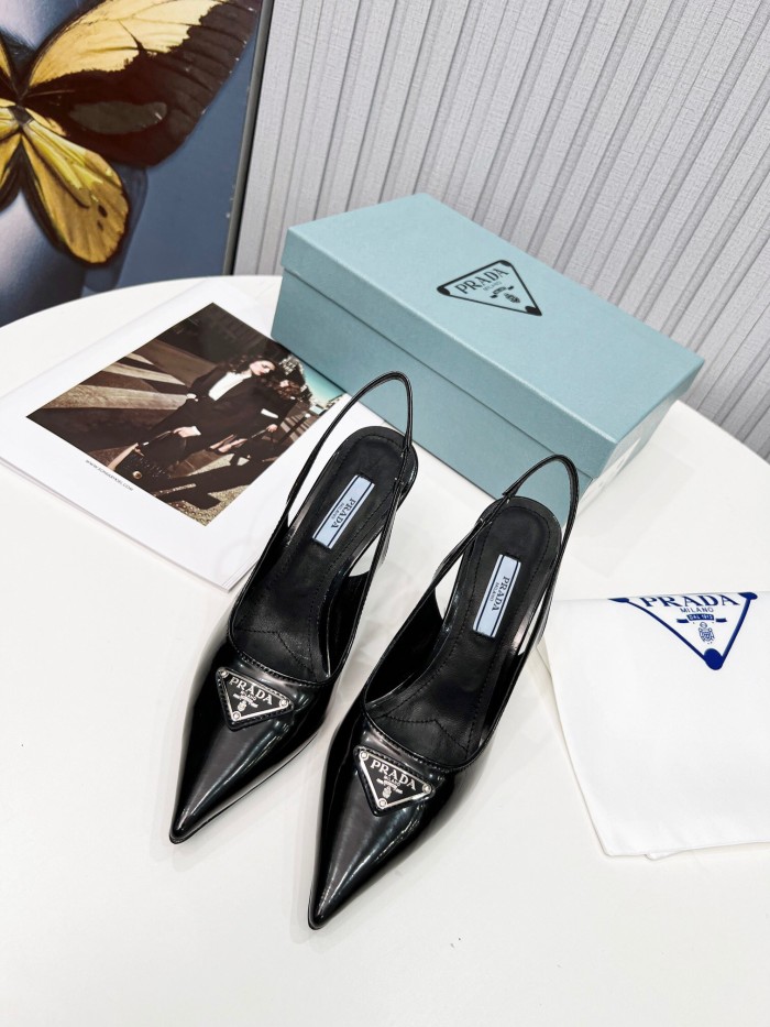 Prada Brushed Leather Slingback Pumps Size 35-41 8-Color