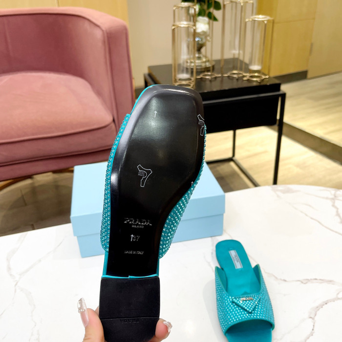 Prada Satin Slippers with Crystals Size 35-41 4-Color