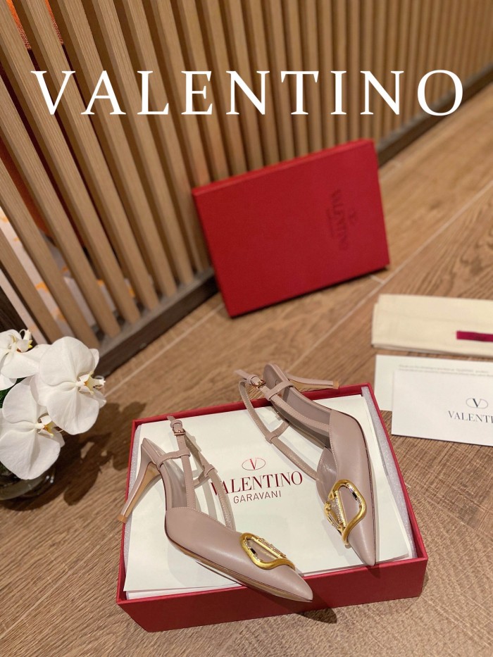Valentino Vlogo Signature Satin Slingback Pumps Size 35-41 4-Color