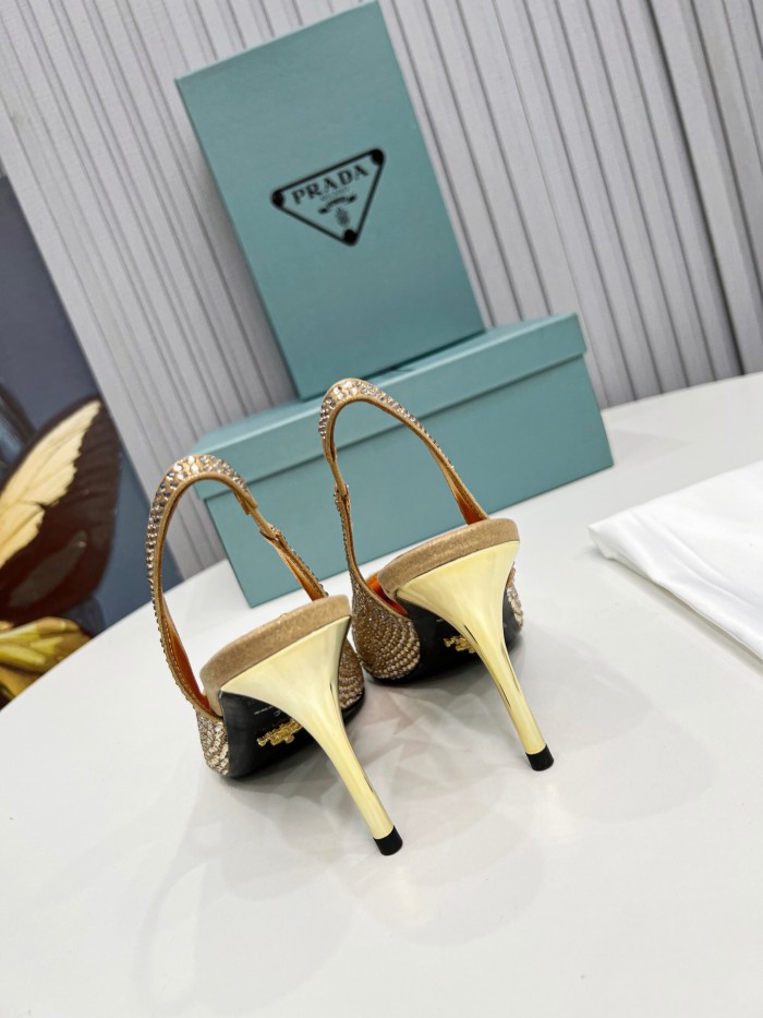 Prada Brushed Leather Slingback Pumps Size 35-41 3-Color