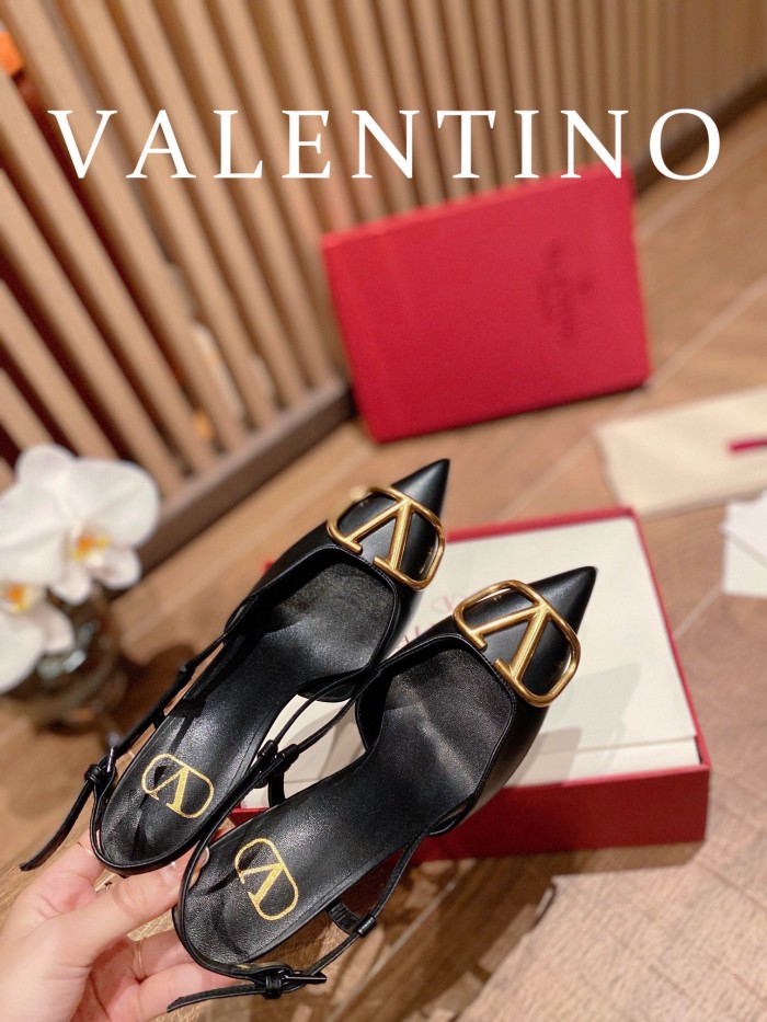 Valentino Vlogo Signature Calfskin Slingback Pumps Size 35-41 4-Color