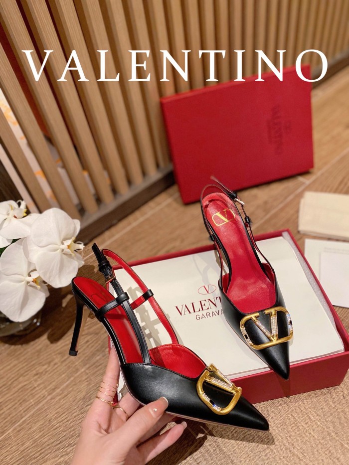 Valentino Vlogo Signature Satin Slingback Pumps Size 35-41 4-Color