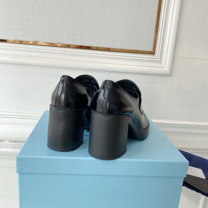 Prada Chocolate High-heeled Loafers Size 35-40 3-Color