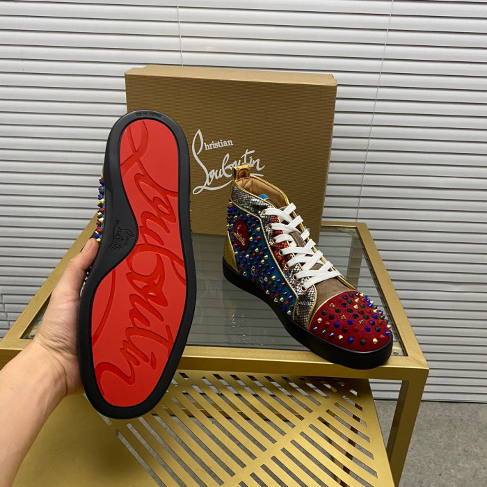 Christian Louboutin Louis Spikes High-Top Sneaker Size 36-46 10-Color
