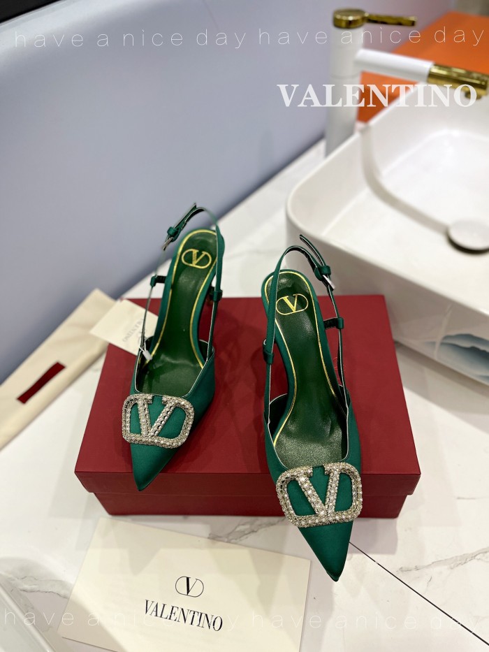 Valentino Vlogo Signature Satin Slingback Pumps Size 35-41 6-Color
