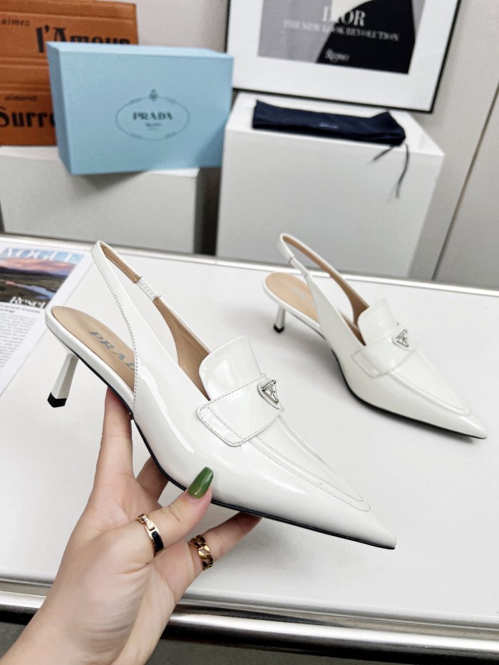 Prada Brushed Leather Slingback Pumps Size 35-41 3-Color
