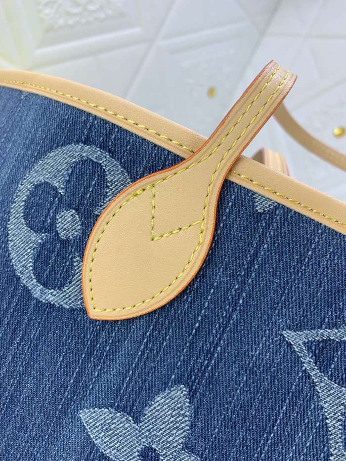 Louis Vuitton M40995 Neverfull Denim Cowboy Shopping Bags Size 32*29*17cm