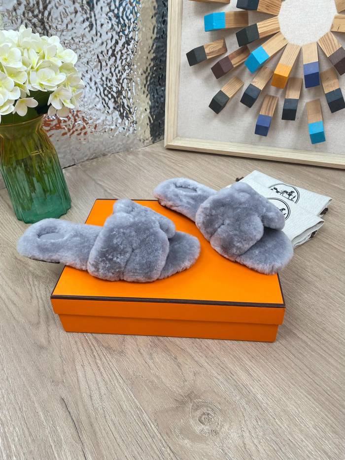 Hermes 23fw Women Winter Slippers Size 36-40