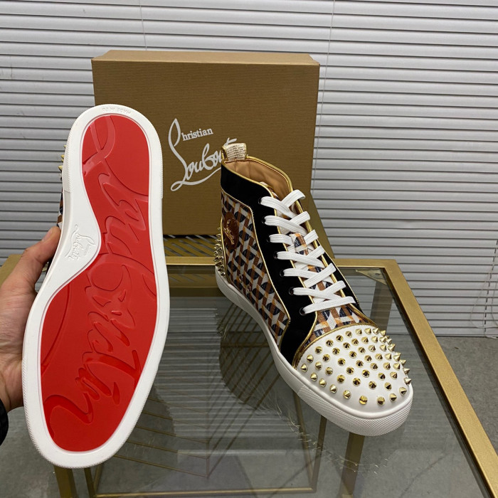 Christian Louboutin Louis Spikes High-Top Sneaker Size 36-46 5-Color