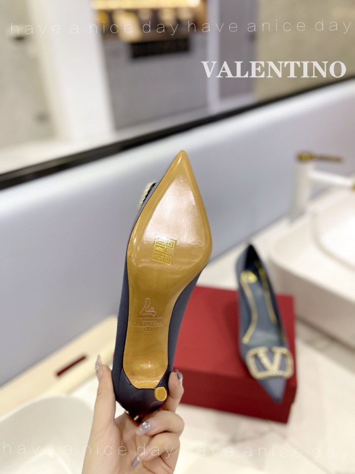 Valentino Vlogo Signature Satin Slingback Pumps Size 35-41 5-Color