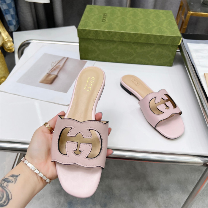 Gucci Interlocking G cut-out Slippers Size 36-41 6-Color