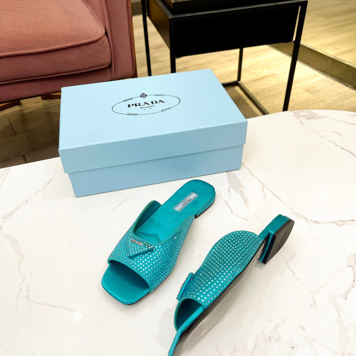 Prada Satin Slippers with Crystals Size 35-41 4-Color