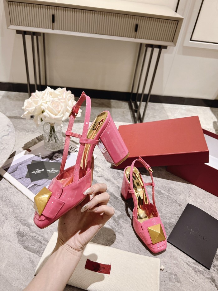 Valentino One Stud Patent Leather Slingback Pumps Size 35-41 4-Color
