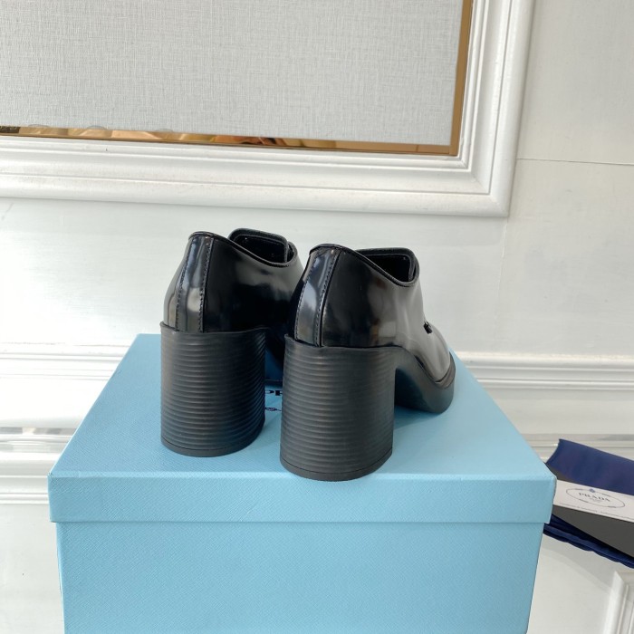 Prada Chocolate High-heeled Loafers Size 35-40 3-Color