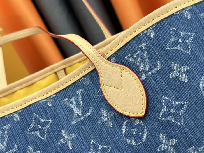 Louis Vuitton M40995 Neverfull Denim Cowboy Shopping Bags Size 31*28*14cm