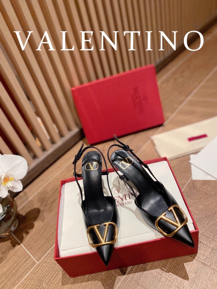 Valentino Vlogo Signature Calfskin Slingback Pumps Size 35-41 4-Color