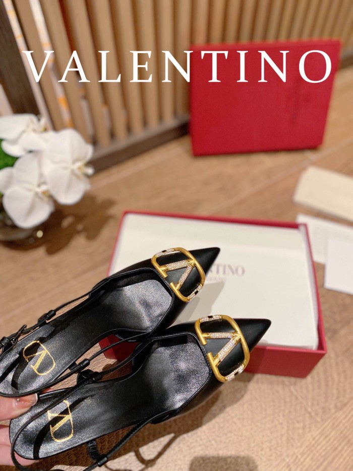 Valentino Vlogo Signature Satin Slingback Pumps Size 35-41 4-Color