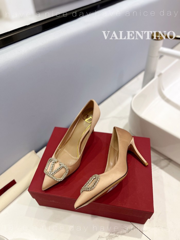 Valentino Vlogo Signature Satin Slingback Pumps Size 35-41 5-Color