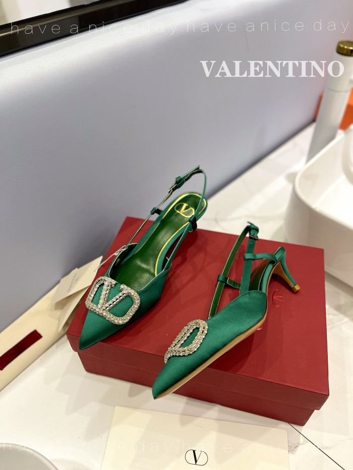Valentino Vlogo Signature Satin Slingback Pumps Size 35-41 6-Color