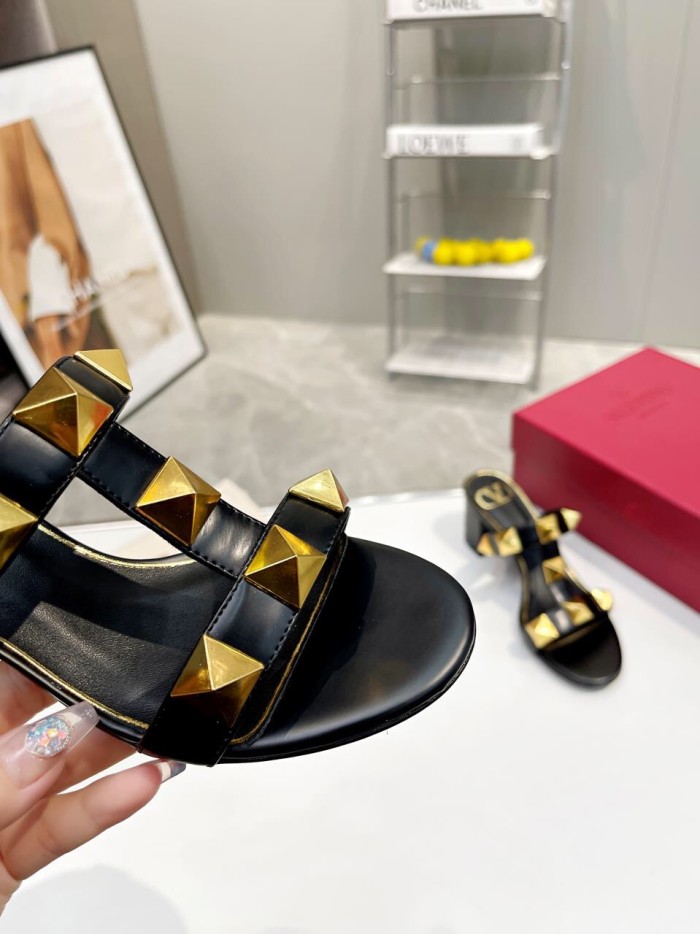 Valentino Roman Stud Metallic Nappa Slide Pumps Size 35-41 5-Color