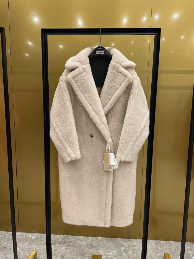 Max Mara Teddy Long Coat Beige Size XS-M