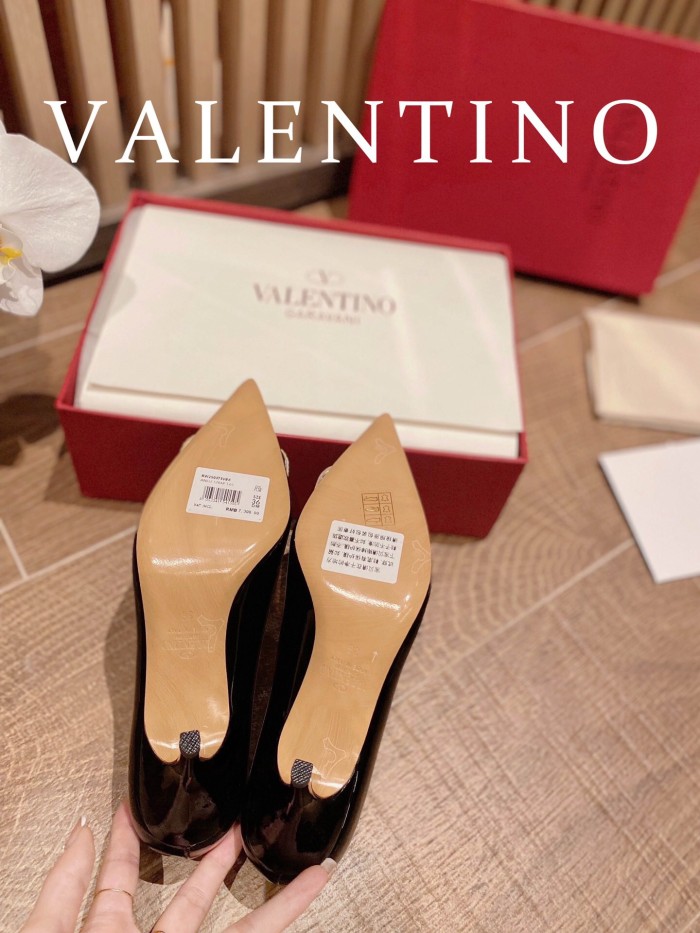 Valentino Vlogo Signature Patent Leather Slingback Pumps Size 35-41 4-Color