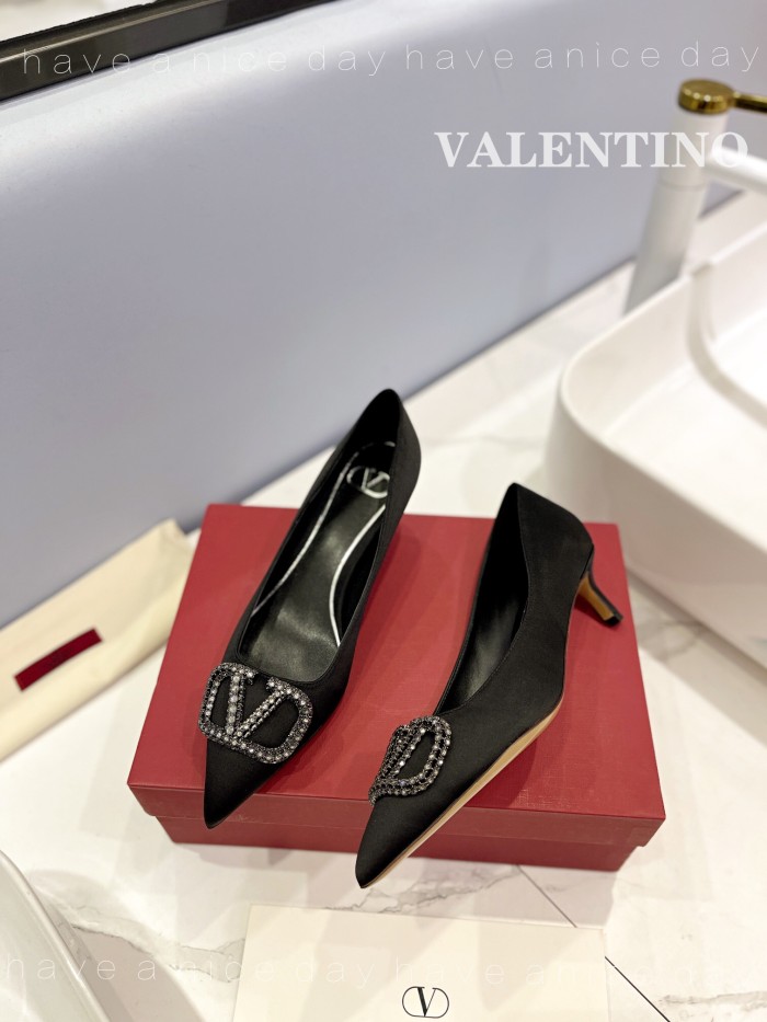 Valentino Vlogo Signature Satin Slingback Pumps Size 35-41 5-Color